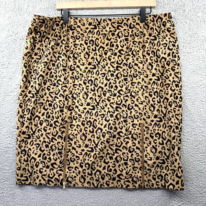 CHICO'S Black Label Skirt Womens XL 3 Leopard Print Zipper Mini Animal Going Out